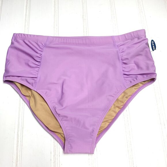 Old Navy Womens 2X High-Waisted Secret-Slim Plus-Size Swim Bottoms Purple Lilac - Picture 2 of 9